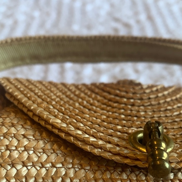 Vintage Brass Handle Mini Straw Bag - Picture 14 of 16